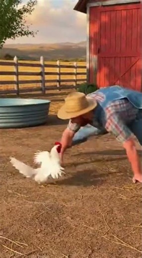 Farmer vs. Rooster: The Ultimate Showdown! 🐓🤠 | #adorably #funny 095