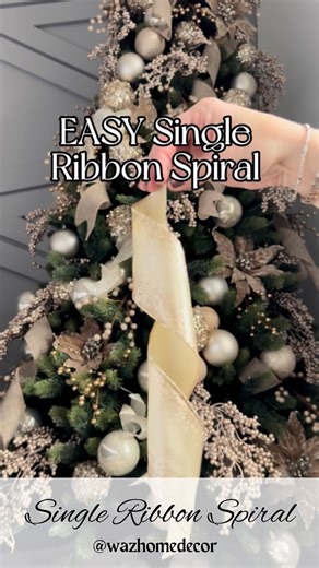 MICHELLE | Neutral Modern Home | Here’s how to do an EASY Ribbon Spiral!! 🤯 Perfect Tree filler!! Comment LINK for STEPS! Follow along for more Holiday Decorating Tips... | Instagram