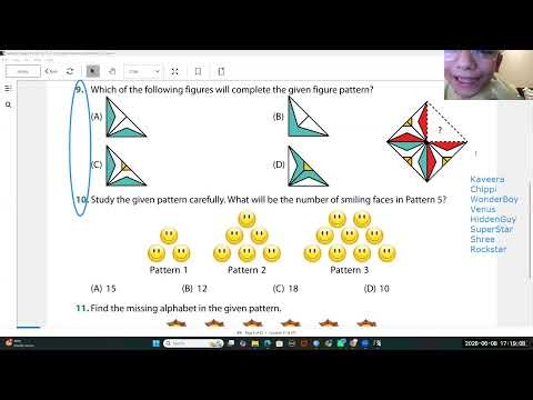 Grade 3 Maths Olympaid Lecture#32 Reasoning Missing Numbers & pattern , 8 June