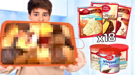 Mixing every Betty Crocker cake mix in a single tray