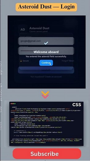 🚀 Asteroid Dust Login UI Effect! ✨ Space-Themed Animation 🔥 #UI #Coding #WebDesign
