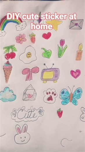 homemade cute stickers using homemade butter paper ❤️🙂😊