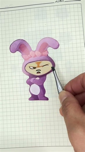 💜 Angry Bunny in a Pink Cap #stickers #asmrvideos #diysticker