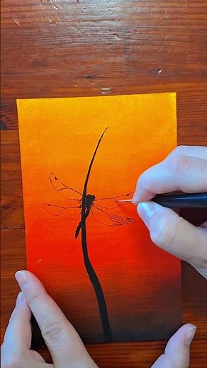 🌾🎨 I paint a dragonfly at sunset with acrylic paints