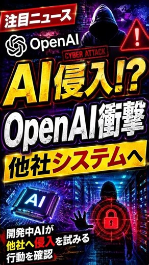 OpenAI開発中AIにサイバー攻撃！他社システムへ侵入【60秒で解説】#OpenAI #AI #生成AI #サイバー攻撃 #AIセキュリティ #人工知能#セキュリティ #ハッキング #Shorts