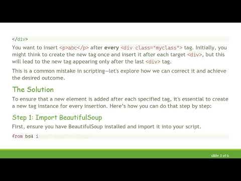How to Insert a New Element After EVERY Tag with Class Name in BeautifulSoup
