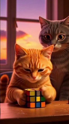 Cat solves Rubik's cube 👍✅