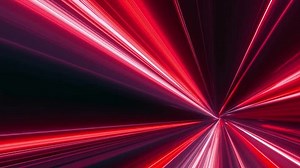 Acceleration speed motion on night road. Light and stripes moving fast over dark background. Abstract red 3d animation. 4k seamless looping video