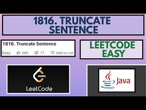 Leetcode | 1816. Truncate Sentence | Easy | Java Solution