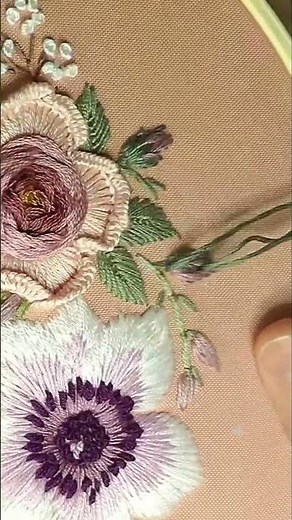 RoseBud Flower Satin Stitch #embroidery #technique #satisfying #shorts