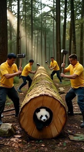 Rescue Panda from Giant Log | Heart Touching Animal Rescue | Emotional Wildlife Short Video