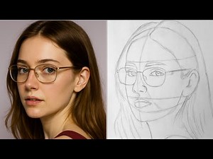 3/4 View Portrait Drawing with Glasses | Realistic Face Drawing Tutorial Using the Loomis Method