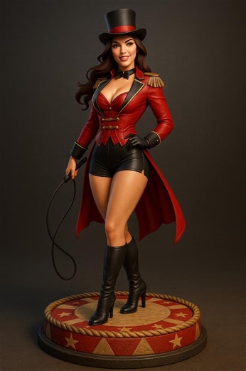 Circus Ringmaster Girl STL File | Sexy Pinup Figurine With Top Hat and Whip | 3D Printable Statue Digital Download - Etsy
