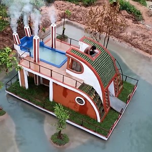 Incredible House Boat With Hot Tub! 🤯 | Primitive Survival Tool