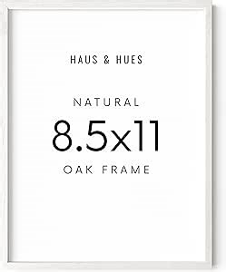 HAUS AND HUES White Oak Wood 8.5x11 Picture Frame - Lightweight Certificate Frame, Ready-to-Hang for Prints and Photos