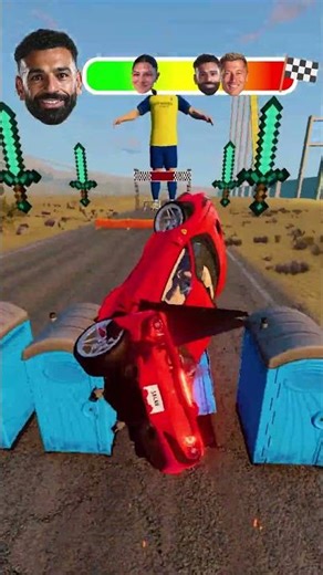 😎CR7 Vs Lewandowski Vs Salah Vs Messi Vs Scooby-Doo⚡Course Challenge! #beamngdrive #football #shorts