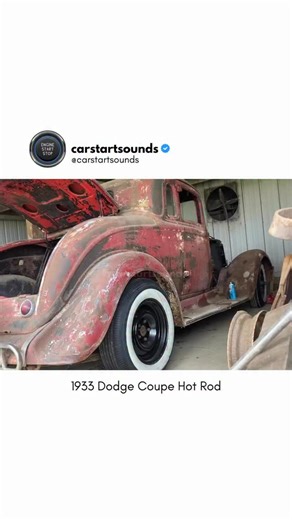 carstartsounds on Instagram: "1933 Dodge Coupe Hot Rod – 327 Chevy · Engine: 5.4L Chevrolet 327 Small Block V8 – Naturally Aspirated · Power: ~320 HP · Torque: ~450 Nm · Transmission: 4-Speed Manual · Drivetrain: Rear-Wheel Drive (RWD) · Weight: ~1,200 kg · 0–100 km/h (0–62 mph): ~5.5 sec · Top Speed: ~220 km/h ——— About the vehicle: This 1933 Dodge Coupe Hot Rod is powered by a freshly rebuilt Chevrolet 327 small block V8, a classic American engine known for its balance of reliability, sound an