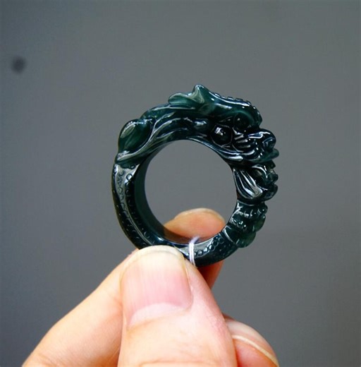 Jadeite Jade Ring 20.1mm US 10 1/2 Certified Natural Grade A Icy Translucent Teal Blue Water Thumb Ring / Pendant Carved Dragon 2994 - Etsy UK