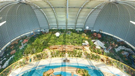 Inside world’s biggest indoor BEACH with forest & room to fly hot air balloon