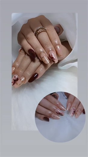 xandrielleAndradenail on Instagram: "Decoração das gringas ..uma combinação de marrom e dourado que ficou um luxo ✨️"