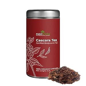 Neovida Organic Cascara, Steeps 23 Cups, Biodynamic Coffee, Coffee Cherry Tea, Super Fruit Tea, Organic, Allergen Free, All Natural Loose Leaf Tea, With 25mg Caffeine, Biodynamic, Cascara Coffee Fruit Tea (Biodynamic)