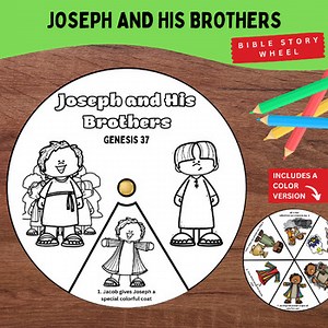 Joseph and His Brothers Coloring Wheel Printable | Genesis 37 Bible Story Craft