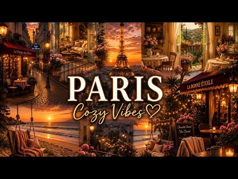 Paris Cozy Vibes ☕🌅 | Relaxing French Café Ambience, Sunset Views & Peaceful Music