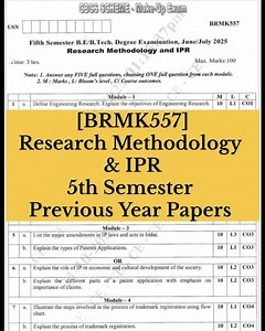 BRMK557 Research Methodology and IPR Previous Year Papers (VTU) #vtu #vtupapers #vtuexams #2025exams