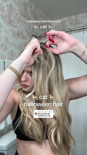 Replying to @lila rose purrrrr 💅🐈💕 im so obsessed with creating animal ears out of my hair !! what costume should i do next ?! • #HalloweenCostume #catcostume #cattransformation #halloweencostume #hairtutorial #halloweenhair #halloweencostumes #hairtok #beautytips #hairstyles #halloween #hairstyle #easyhalloweencostume