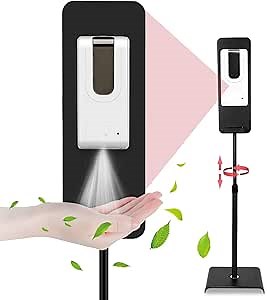 Automatic Hand Sanitizer Dispenser with Stand, 1000ML Touchless Mist Spray Hand Soap Dispenser and Stainless Steel Floor Stand, Height Adjustable, Ideal for All Public Places