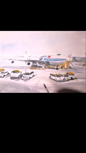 #airchina #boing747 #hogqiao #boarding #watercolor #aquarell #上海 #上海虹桥国际机场