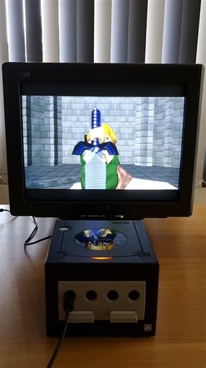 Link Pulls the Master Sword – Ocarina of Time (GameCube + CRT)