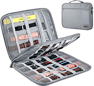 OUTXE Watch Band Storage Case Holds 33 Watch Bands, Portable Watch Strap Organizer Bag and Holder Storage Case Compatible with Apple Watch Bands and Other Accessories, Gray