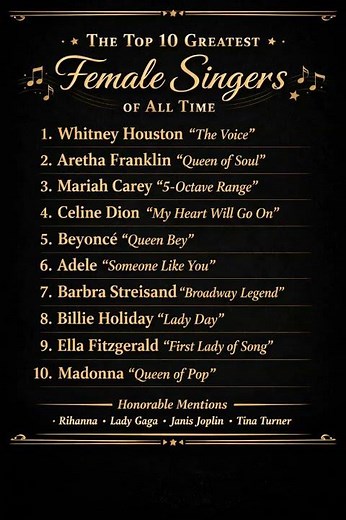 The Top 10 Greatest Female Singers of all time