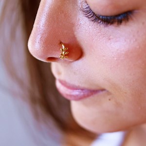 Branches Nose Ring, Gold Nose Ring Hoop, Sterling Silver Nose Hoop, Rose Gold Nose Ring, Nostril Jewelry, Dainty Nose Piercing, Gift for Her - Etsy