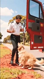 🥰😍Golden Retriever Stops Bus Road Split Warning #dog #goldenretriever #bus #motivation #shortvideos
