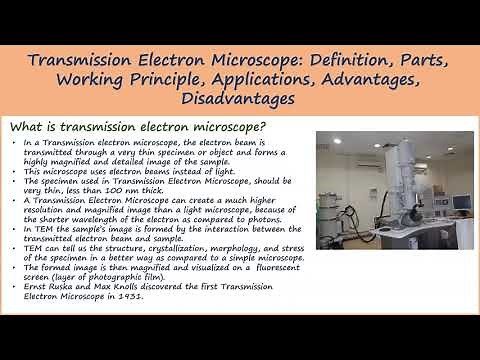Transmission Electron Microscope Definition, Parts, Working Principle, Applications, Advantages