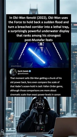 In Obi-Wan Kenobi (2022), Ben holds back a flood that ranks among his strongest post-Mustafar feats