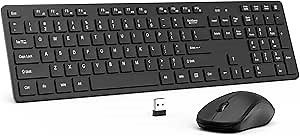 Deeliva Wireless Keyboard and Mouse, Keyboard and Mouse Wireless Quiet Full Size Ergonomic Keyboard Mouse Combo with Number Pad for Computer,Laptop,Desktop,PC (Black)