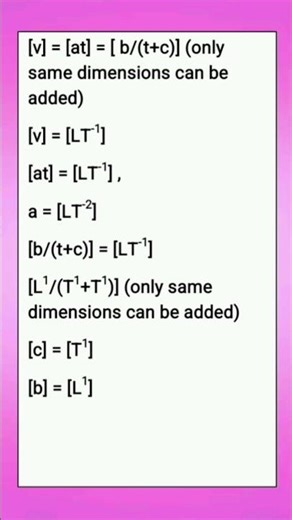 Dimension problem units and measurements class 11 physics (velocity of particle) #shorts #viral