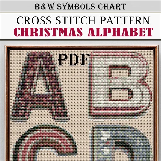 Christmas Alphabet Cross Stitch Pattern PDF, 36 Pages Embroidery Book, 2 Digital Files, Hand Embroidery - Etsy