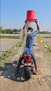 He poured water on his head, thinking it was a helmet.#funny #funny video#mojar video #viral video9
