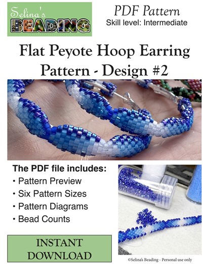 Selina’s Beading (02) Peyote Hoop Earring Pattern PDF, Seed Bead Earring Tutorial, DIY Beadwork, Instant Download - Etsy