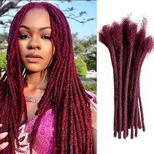 loc extensions Human Hair #Burgundy 6 Inch 30 Strands 0.4cm Thickness for Man/Women/Kid 100% Handmade Can Be Dyed Bleached Curled and Real Permanent Human Hair Dreadlock Extensions