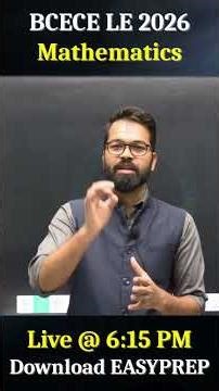 Mathematics | BCECE LE 2026 | Lect - 01 | Live Classes #bcecele #cuetleet