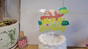 Sloth Happy Birthday Cake Topper for Boys Girls Baby Shower Sloth Birthday Party Supplies Glitter Cute Animal Theme Party Decorations Slowly Sloths Cake Decorations