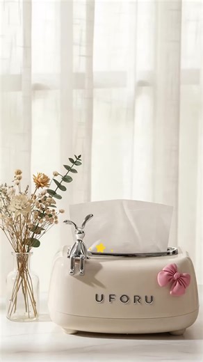 High-Value Cream Rabbit Paper Towel Box, Spring Automatic Lift Tissue Holder, Style Luxurious Living Room Coffee Table Storage Box