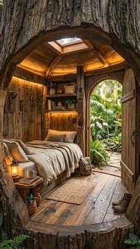 What if a giant tree stump became a secret luxury room? 🌳🏡