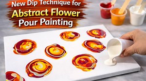 New dip technique for abstract flower pour painting