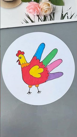 Easy Handprint Chicken Craft for Kids | Fun Hand Tracing Activity